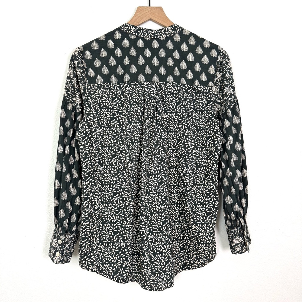 Faherty Adalyn Batik Leaf Print Button Front Boho… - image 6